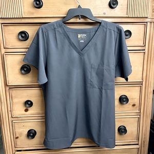 Women Wonderwink Neo Pewter Scrub Medical Top Size Large